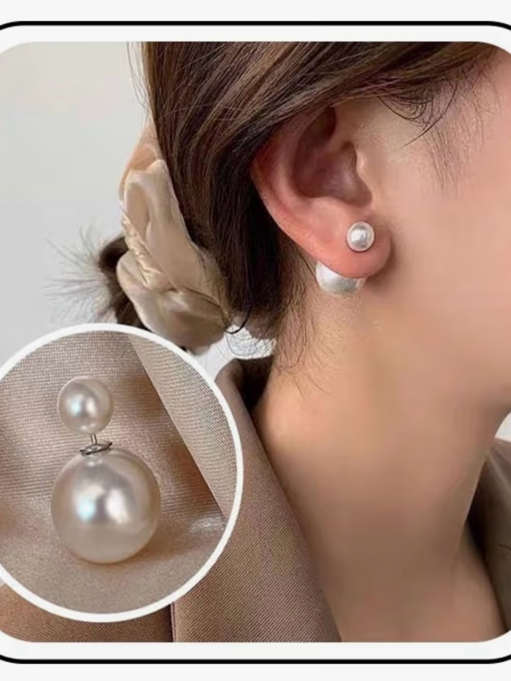 Double sided pearl earrings